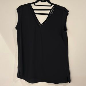 Black V-Neck Sleeveless Blouse, size S